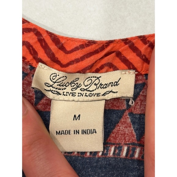 Lucky‎ Brand Red Paisley Print Sleeveless Mini Dress Summer Boho Festival - Picture 4 of 9